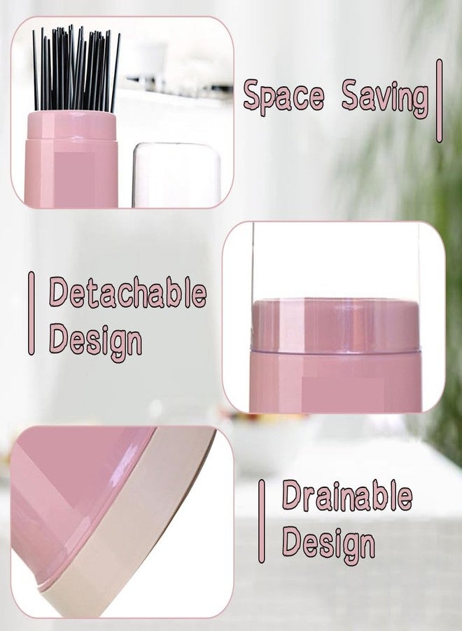 Sunicon Kitchen Chopsticks Draining Rack, with Lid Dustproof Utensil Holder for Countertop Space-Saving Cutlery Organizer for Spoons, Forks, Tableware(Pink) - Image 5